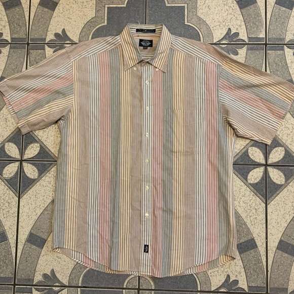 Dockers short sleeve button down check shirt, men's XL size cotton Beige type Vintage Second Hand